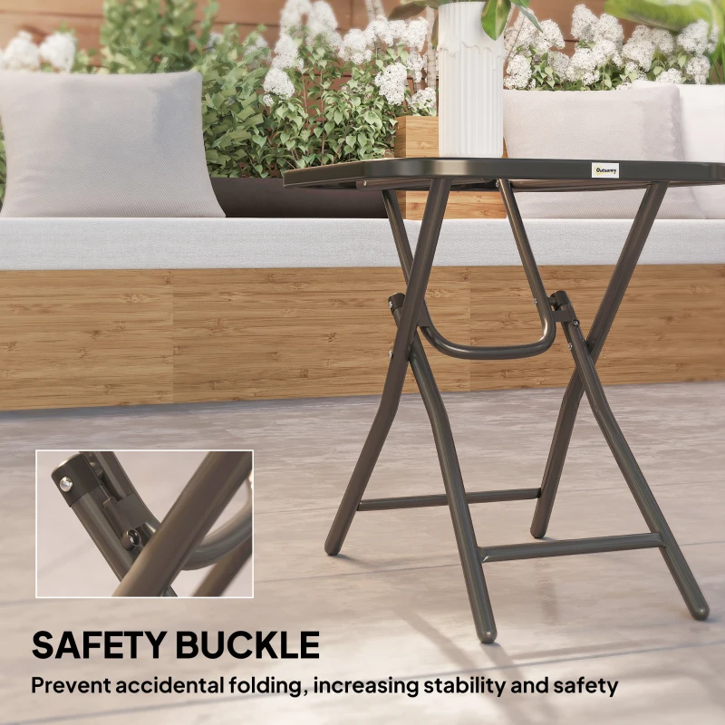 Outsunny Foldable Garden Table Square Folding Table for Patio Garden 45 x 45 x 50Hcm Black