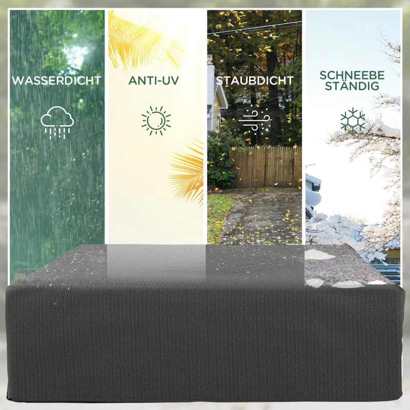 Outsunny Beschermhoes voor tuinmeubelen Winterbestendig Waterdicht Afdekking Anti-UV Afdekzeil 235 x 190 x 90 cm Grijs