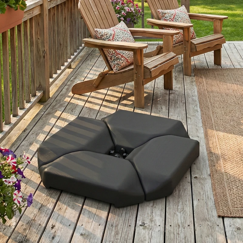 Outsunny Base para Guarda-sol de 4 peças para Cantilever Suporte para Guarda-sol de HDPE Reenchível com Água 77 kg ou Areia 100 kg