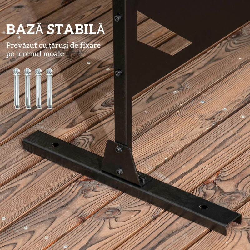 Outsunny Panou pentru Intimitate Exterior din Metal, 122 x 198 cm, Divizor Decorativ cu Suport și Șuruburi de Ancorare, Panou Autoportant pentru Grădină, Terasă, Piscină, Frunză de Bananier