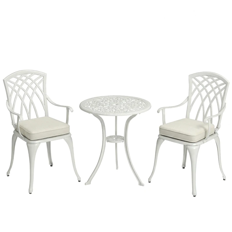 Outsunny Three-Piece Cast Aluminium Bistro Set - White
