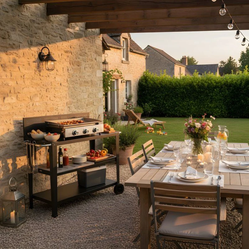 Plancha a gaz - Cookingbox - Faro - 2 brûleurs - Surface de cuisson : 61 x 35 cm - Cuve en acier - Acier inoxydable