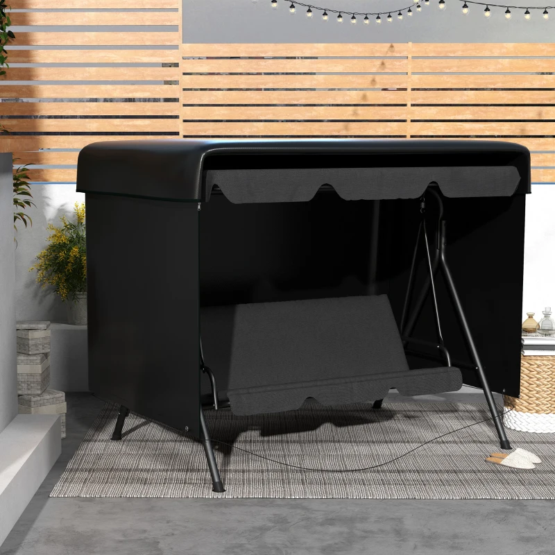 Outsunny Tuinmeubelhoes, afdekhoes beschermhoes voor outdoor-meubels, 215 cm x 155 cm x 150 cm, Zwart