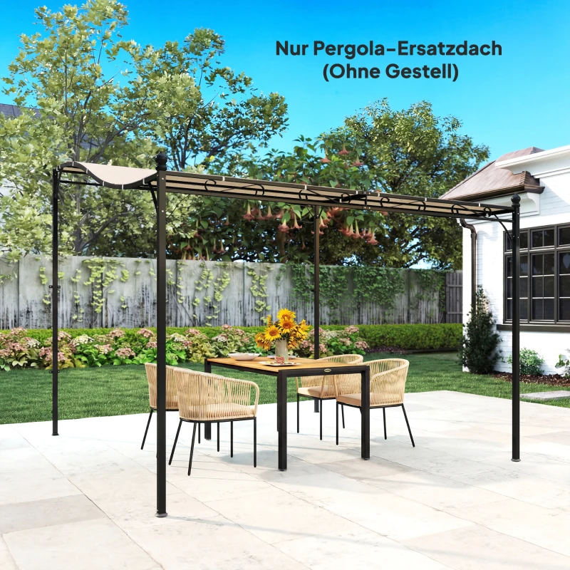 Outsunny Vervangend pergoladak zonnescherm voor terrasoverkapping vervangend dakzeil voor 3 x 3 m paviljoen 298x293 cm crèmewit