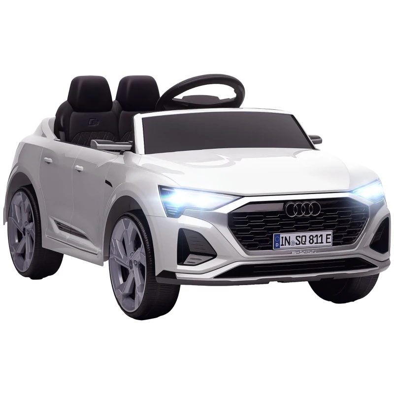 AIYAPLAY Elektro-Kinderauto, 12V Audi Q8, 3-5 km/h, Fernsteuerung, Scheinwerfer, Musik, Weiß