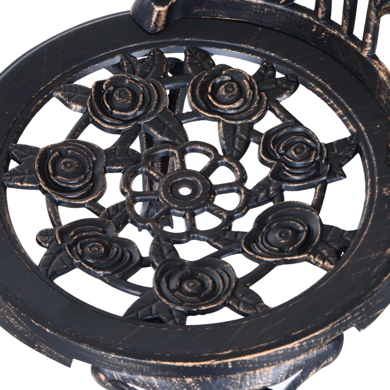 Outsunny 3 PC Bistro Set, Cast Aluminum, Steel-Bronze