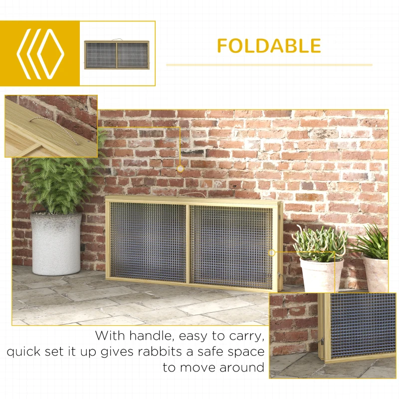 PawHut Klatka dla małych zwierząt, klatka dla królików, z otwieranym dachem, drewno jodłowe, 120x120x57 cm, Naturalny