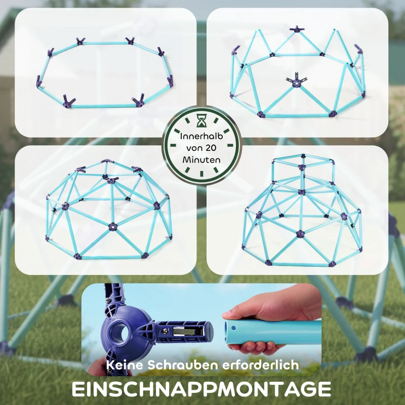 AIYAPLAY Kletterkuppel Ø182,5cm UV-beständig, wasserdicht Kletterdom für Kinder bis zu 90 kg, für 3-8 Jahre Kunststoff Blau
