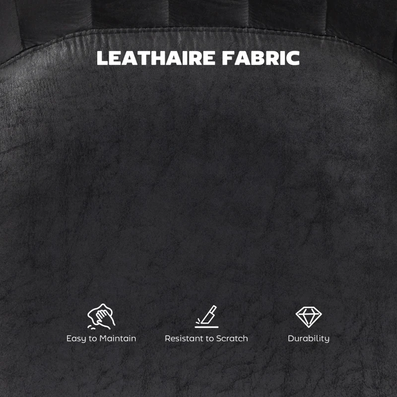 HOMCOM Set of 2 Leathaire Tub Bar Stools - Black