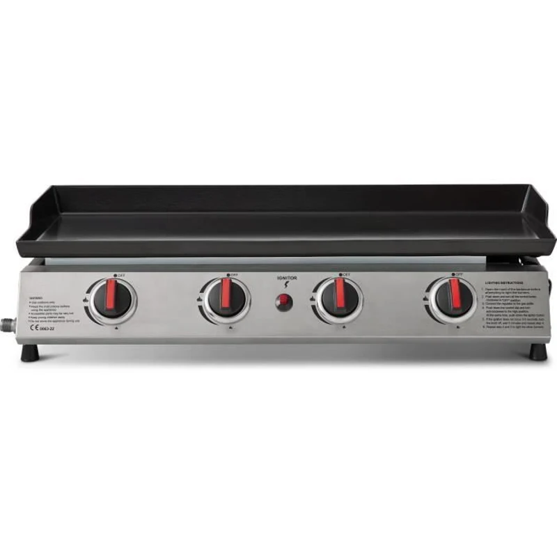COOKING BOX Plancha gaz  CALI - 4 feux - 9,6 kW - 82x45x22 cm - Surface de cuisson en acier: 77x35 cm