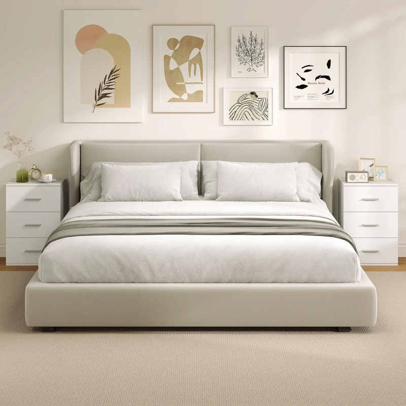 HOMCOM Nachttisch mit 3 Schubladen, Beistell-Kommode für Schlafzimmer, MDF, Weiß