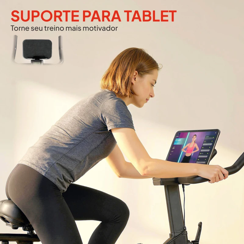 SPORTNOW Bicicleta Estática com Resistência Magnética Regulável Ecrã LCD Volante Assento e Guiador Ajustáveis Preto