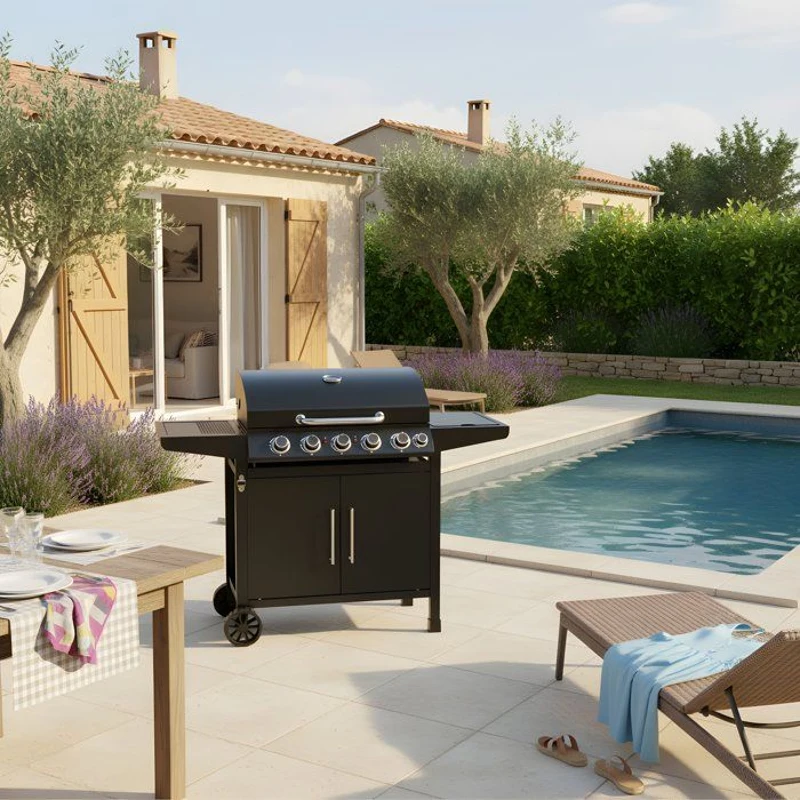 Barbecue a gaz - Cookingbox - Paarl - 5 brûleurs - Surface de cuisson : 70 x 42 cm - Grille de cuisson en acier