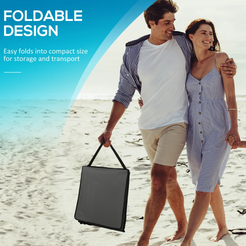 Outsunny Set of 2 Foldable Garden Beach Chair Mat, Outdoor Sun Lounger Seats with Adjustable Back, Magazine Pocket, Carry Bag