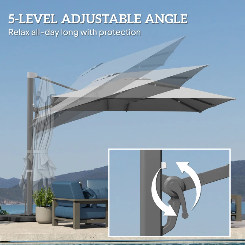 Aluminiowy parasol ogrodowy 3x3m, obrót 360°, z korbką
