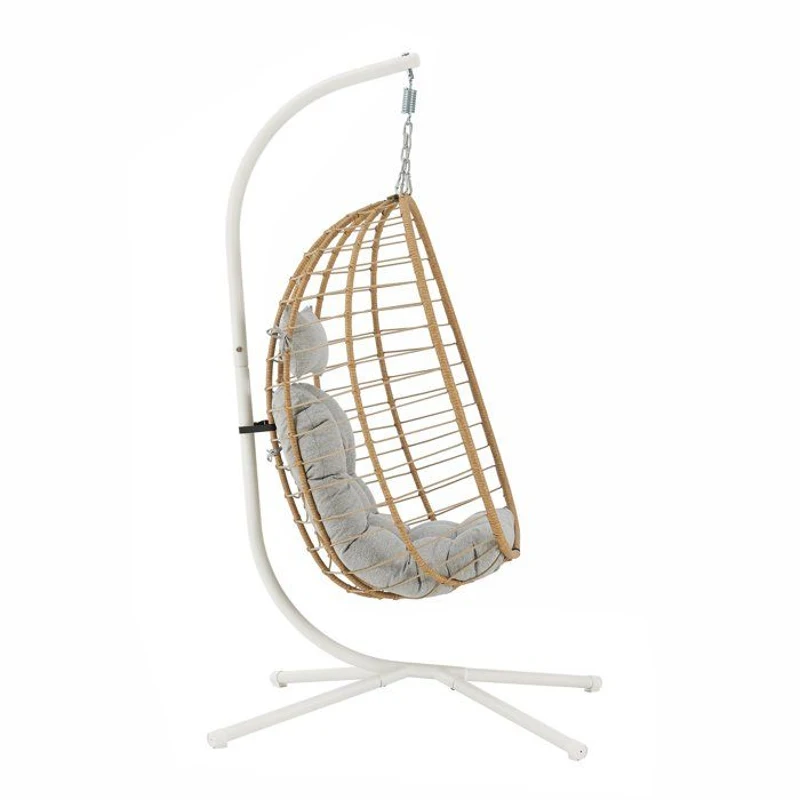 Fauteuil oeuf suspendu - PALAVA - Structure en acier - Tissage en rotin synthétique - D95 x L98 x H200 cm