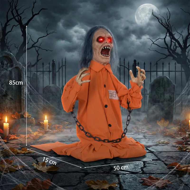 85 cm Dekoracja Halloween, Straszny Więzień z LED i Dźwiękiem