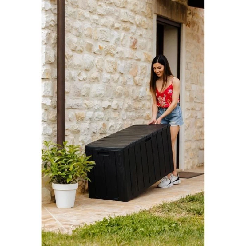 Coffre de jardin - En résine - MULTIBOX BRAVO - Gris anthracite - 270L - 117,5x45x56 cm