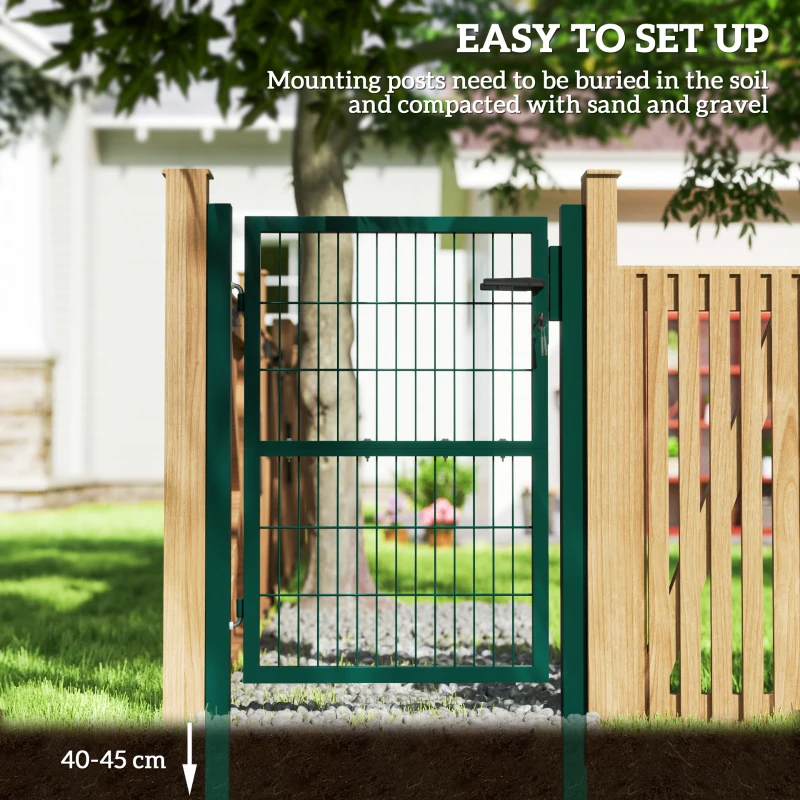 Outsunny Wrota stalowe z zamkiem i kluczami, z uchwytem, 3 klucze