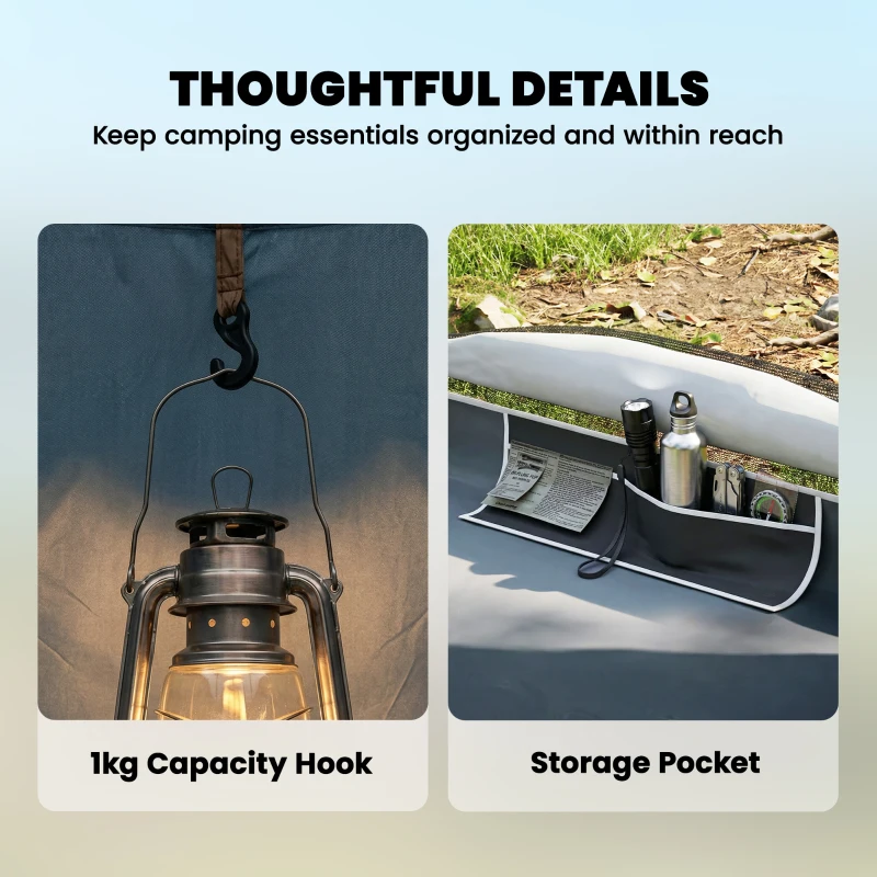 Outsunny Camping Tent for 2-4 People Waterproof Family Tent with 3 Doors Removable Rainfly Groundsheet Carry Bag Dark Blue