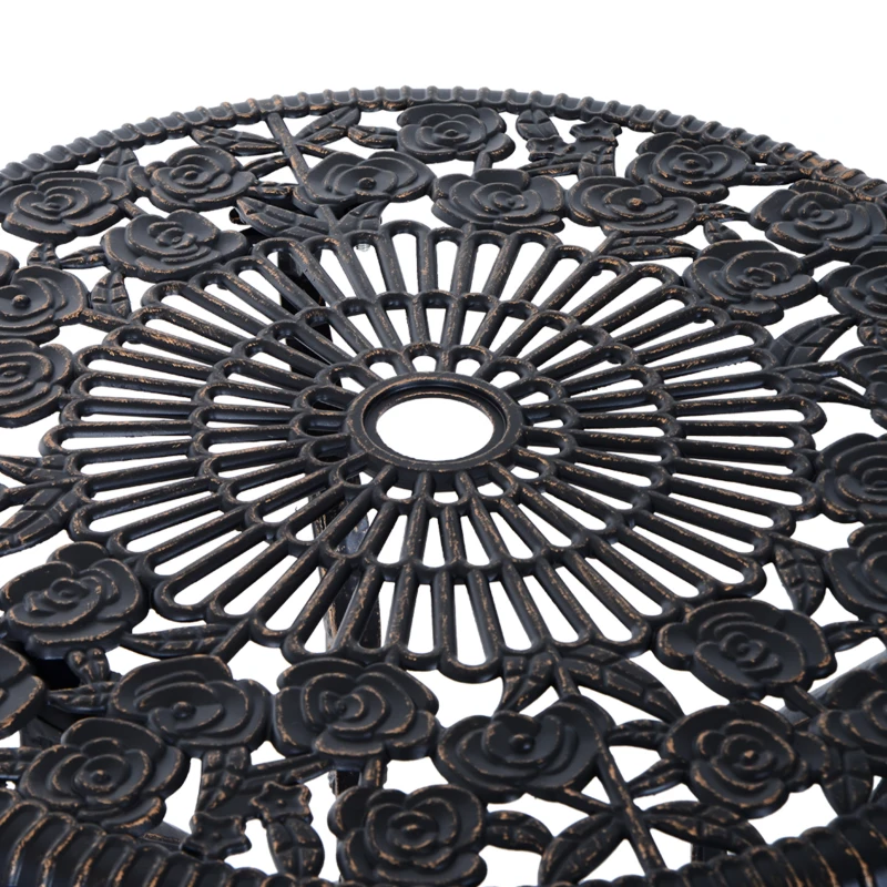 Outsunny 3 PC Bistro Set, Cast Aluminum, Steel-Bronze