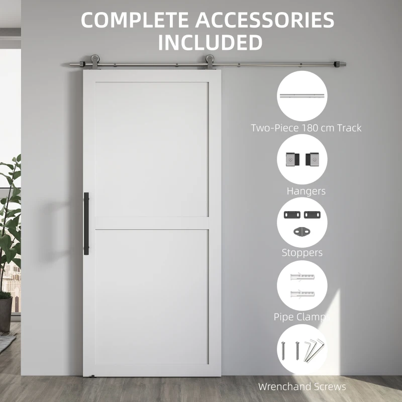 HOMCOM Sliding Door Hardware Kit Smooth Quiet 304 Stainless Steel for 182cm Track Sliver Tone