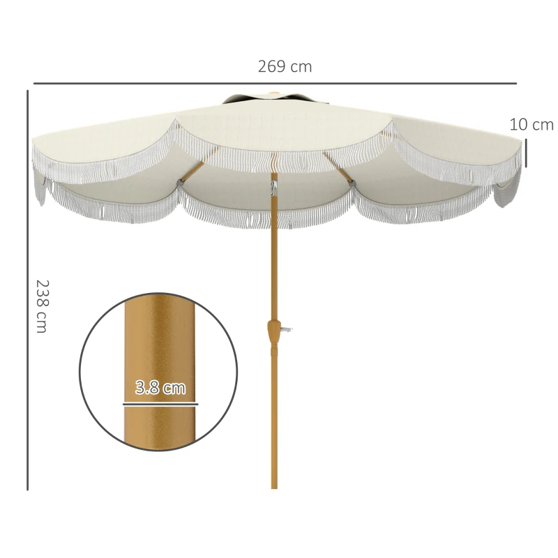 Outsunny Umbrelă de grădină pentru exterior, reglabilă 2.7x2.7 m Bej