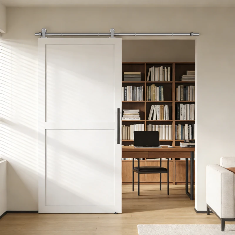 HOMCOM Sliding Door Hardware Kit Smooth Quiet 304 Stainless Steel for 182cm Track Sliver Tone
