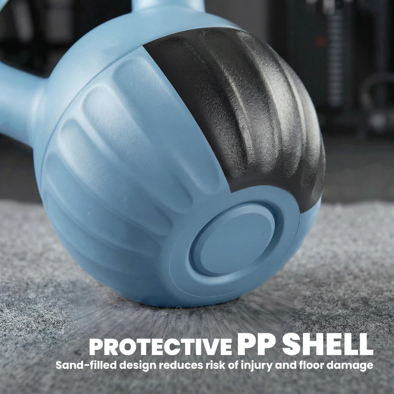 SPORTNOW Kettlebell Hantla Kulowa 6 kg wypełniona piaskiem do ćwiczeń siłowych w domu 21 x 21 x 27 cm Niebieska