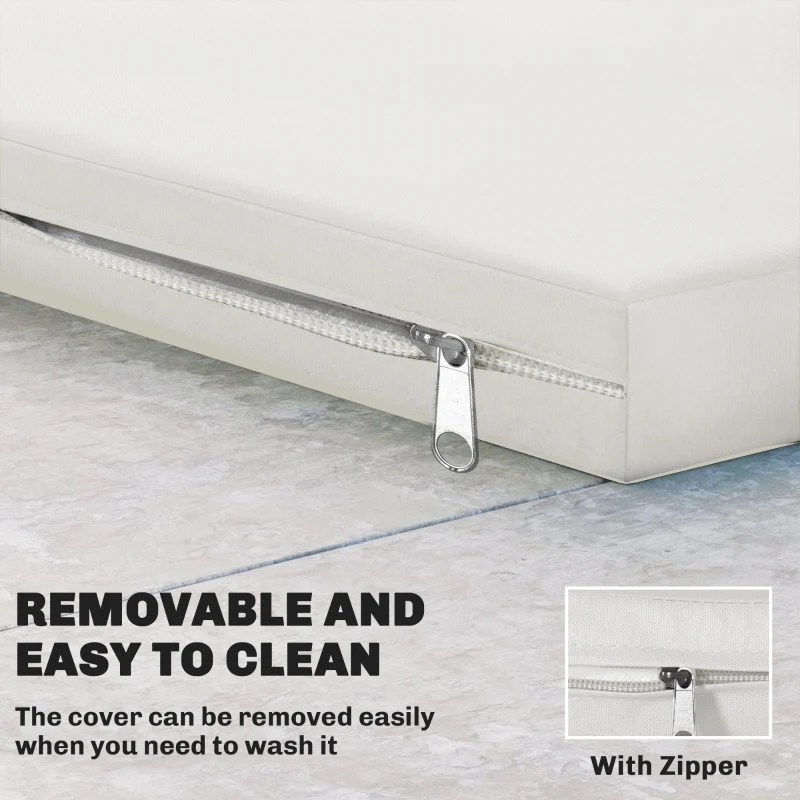 Outsunny Outdoor Seat Cushion Pads for Rattan Furniture, 3 PCs Garden Furniture Cushions, Cream White