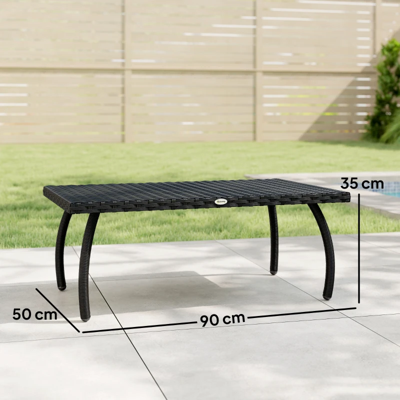 Outsunny PE Wicker Rattan Garden Coffee Table - Black