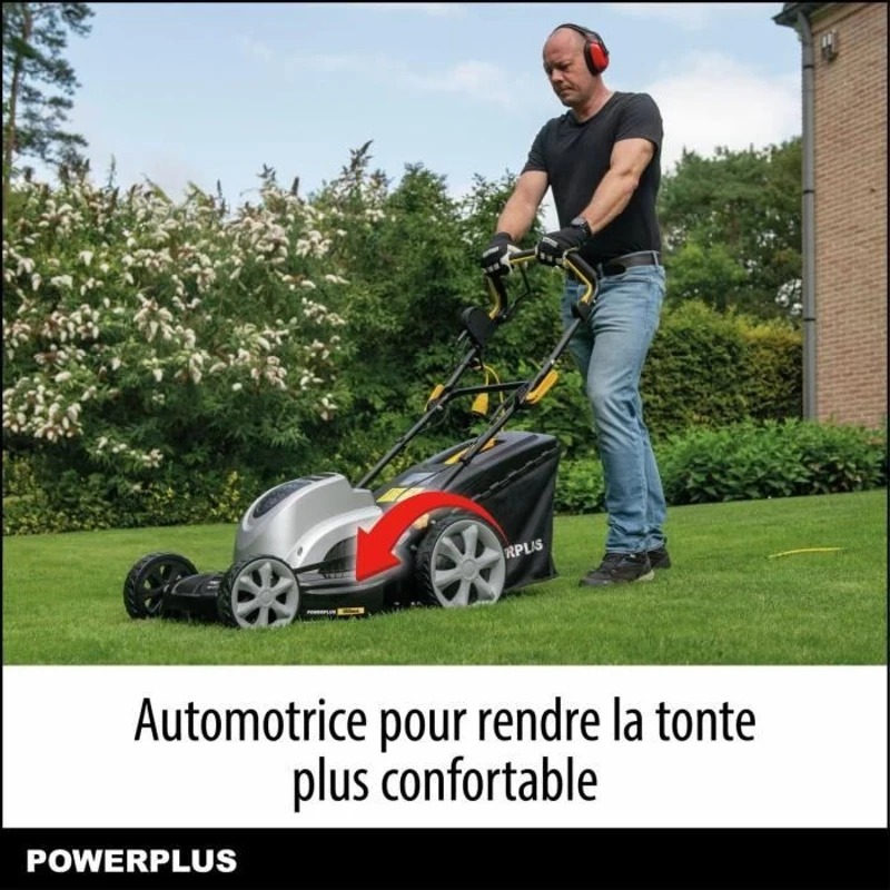 Tondeuse a gazon électrique - POWERPLUS - POWPG6290 - 1800 W - 460 mm Ø - Avec ramassage, mulching et éjection Arriere