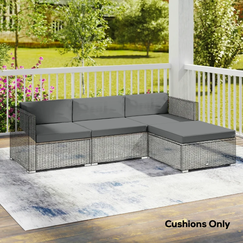 Outsunny 7-Piece Patio Furniture Cushions, Outdoor Loveseat Cushion with Removable Covers for Rattan Furniture, 60x60 cm, Dark Grey