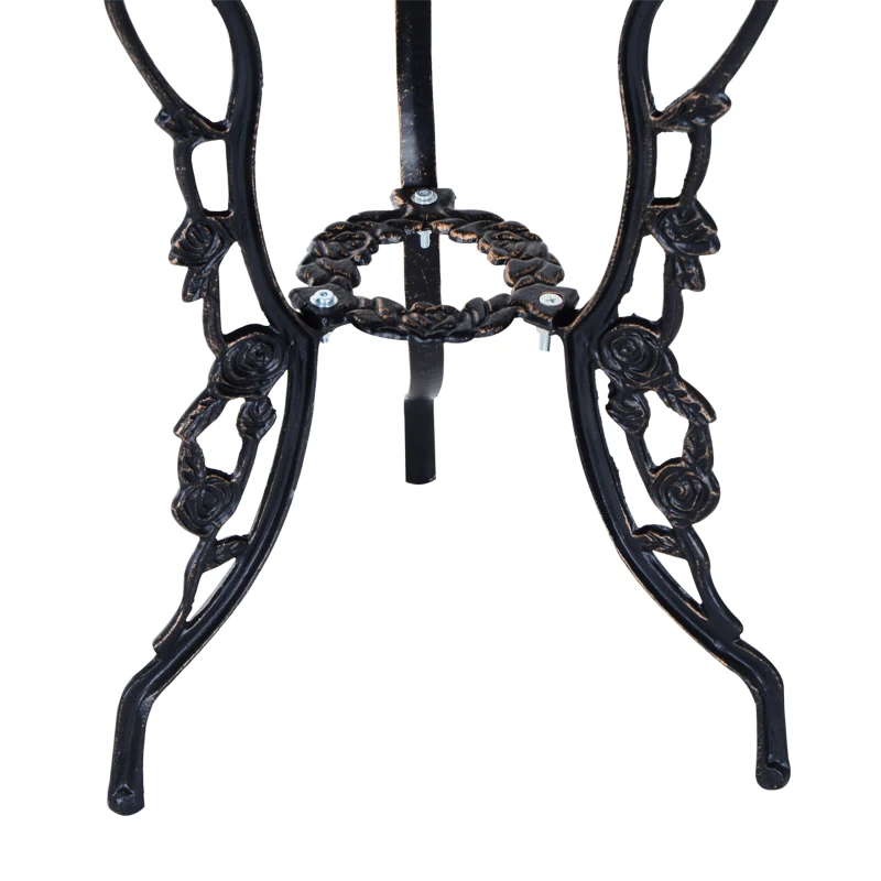 Outsunny 3 PC Bistro Set, Cast Aluminum, Steel-Bronze