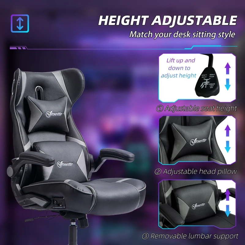 Fotel gamingowy Vinsetto, ergonomiczny, z funkcją bujania