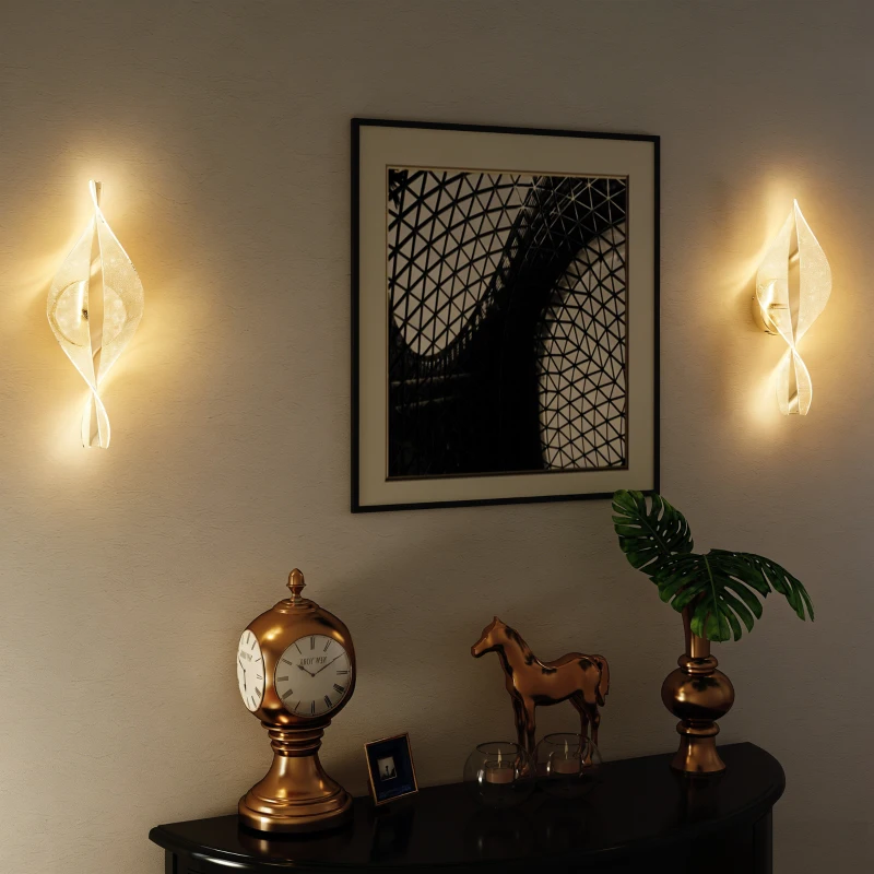 HOMCOM Led Wall Lamp 2 Pack, 13W Modern Indoor Spiral Wall Light, Colour Temperature Adjustable 3000K/4000K/6500K, for Bedroom, Living Room, Hallway, Stairs, Silver Tone