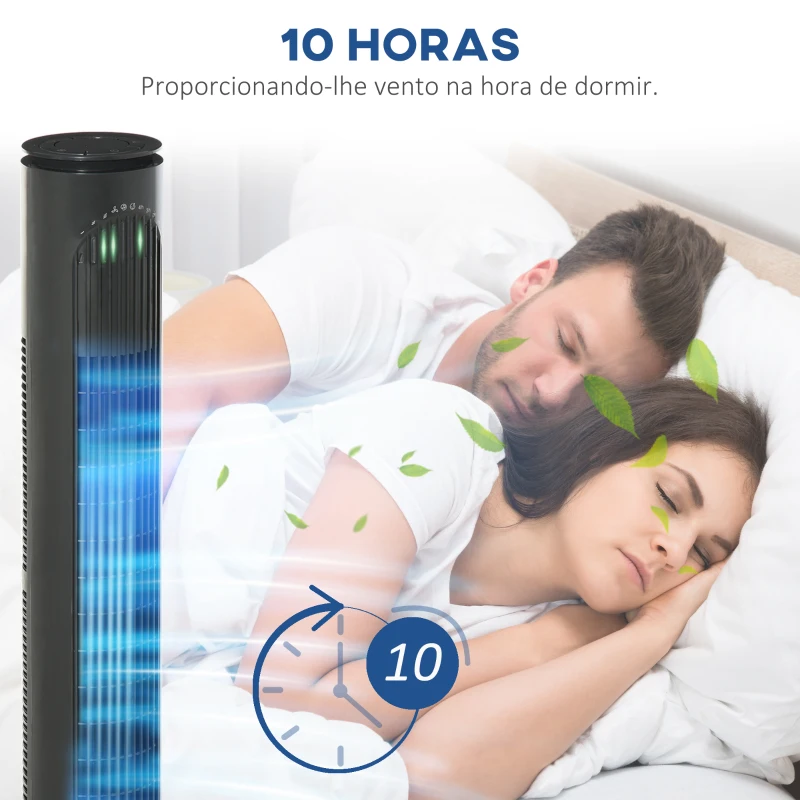 HOMCOM Ventoinha de Torre Silenciosa com Comando à Distância 3 Velocidades 3 Modos Temporizador 10H Oscilação 70° Cinzento Escuro