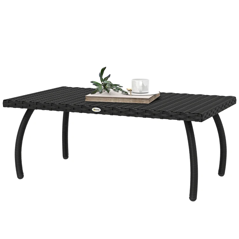 Outsunny PE Wicker Rattan Garden Coffee Table - Black