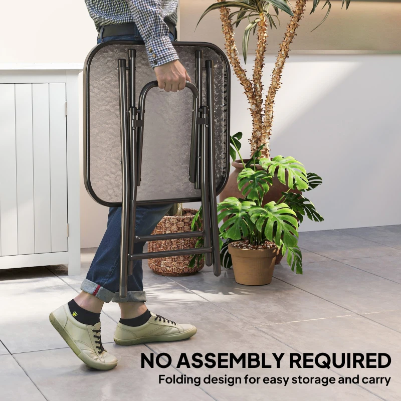 Outsunny Foldable Garden Table Square Folding Table for Patio Garden 45 x 45 x 50Hcm Black