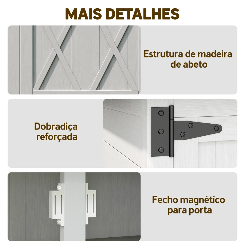 Outsunny Armário de Jardim de Madeira 75x40x90 cm Armário para Armazenamento de Ferramentas com 4 Prateleiras 2 Portas Cinzento