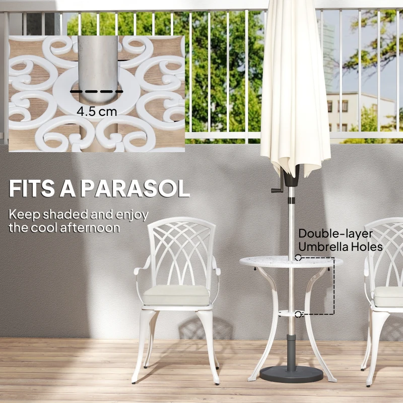 Outsunny Three-Piece Cast Aluminium Bistro Set - White