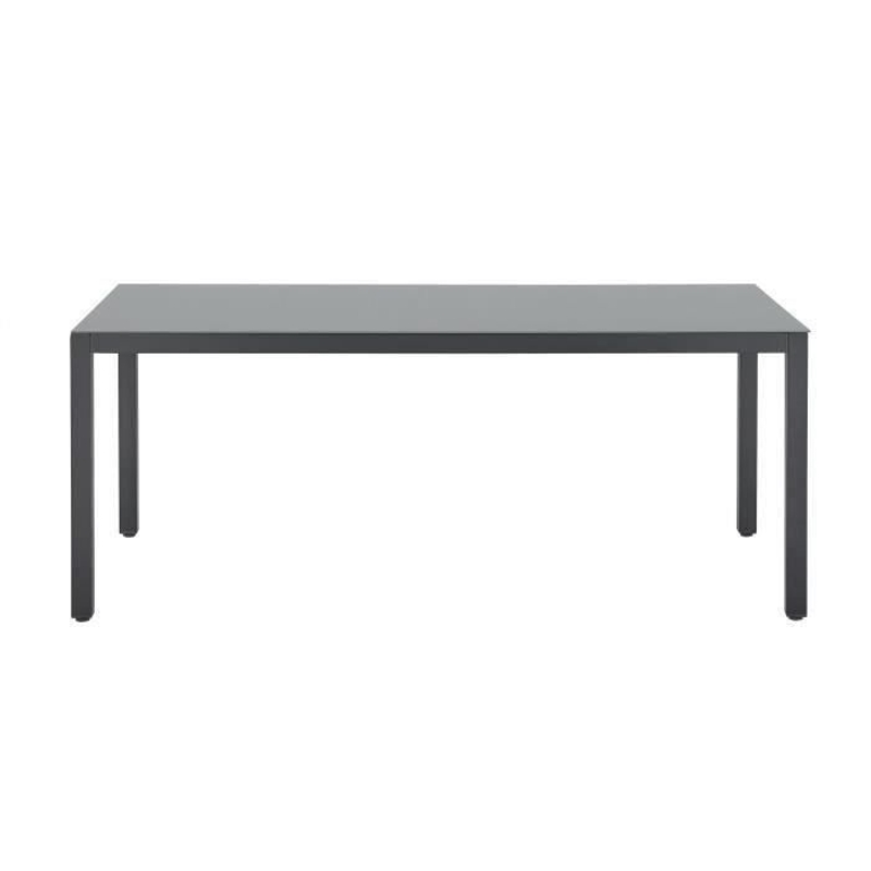 Ensemble repas de jardin : Table 180 cm + 8 chaises - Structure aluminium - Plateau verre trempé - Gris