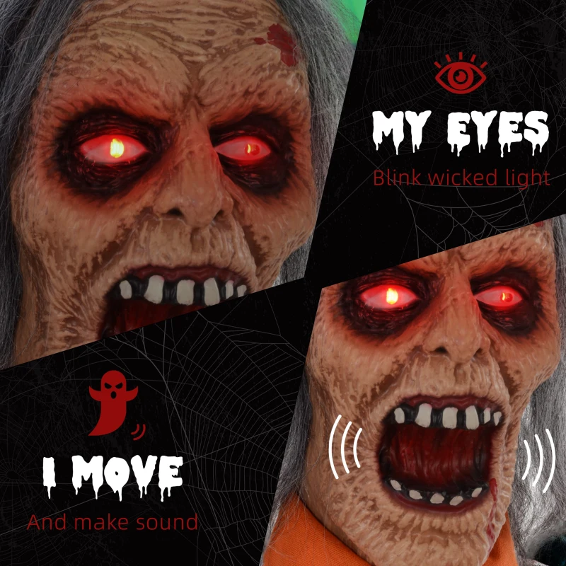 85 cm Dekoracja Halloween, Straszny Więzień z LED i Dźwiękiem