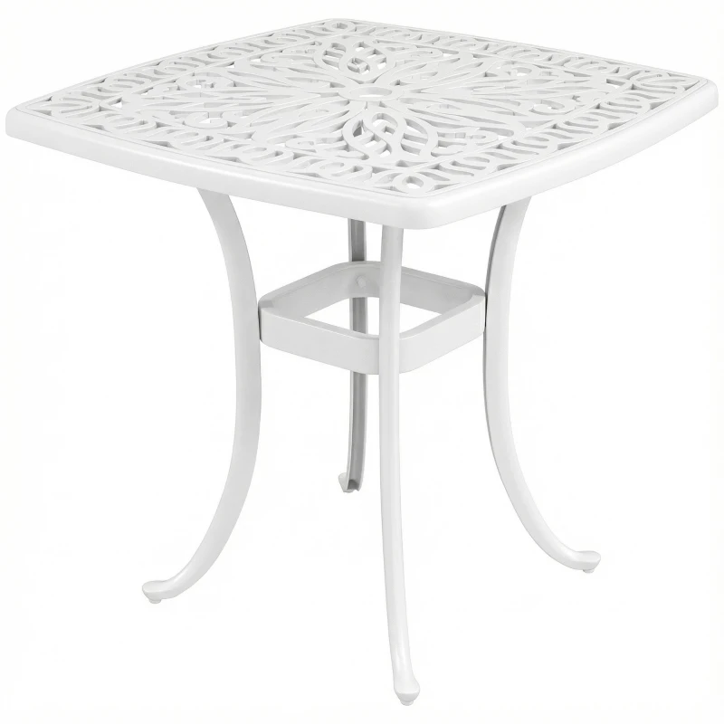 Outsunny Outdoor Garden Table with 38mm Dia. Umbrella Hole, Cast Aluminium Patio End Table with Anti-slip Foot Pads for Garden