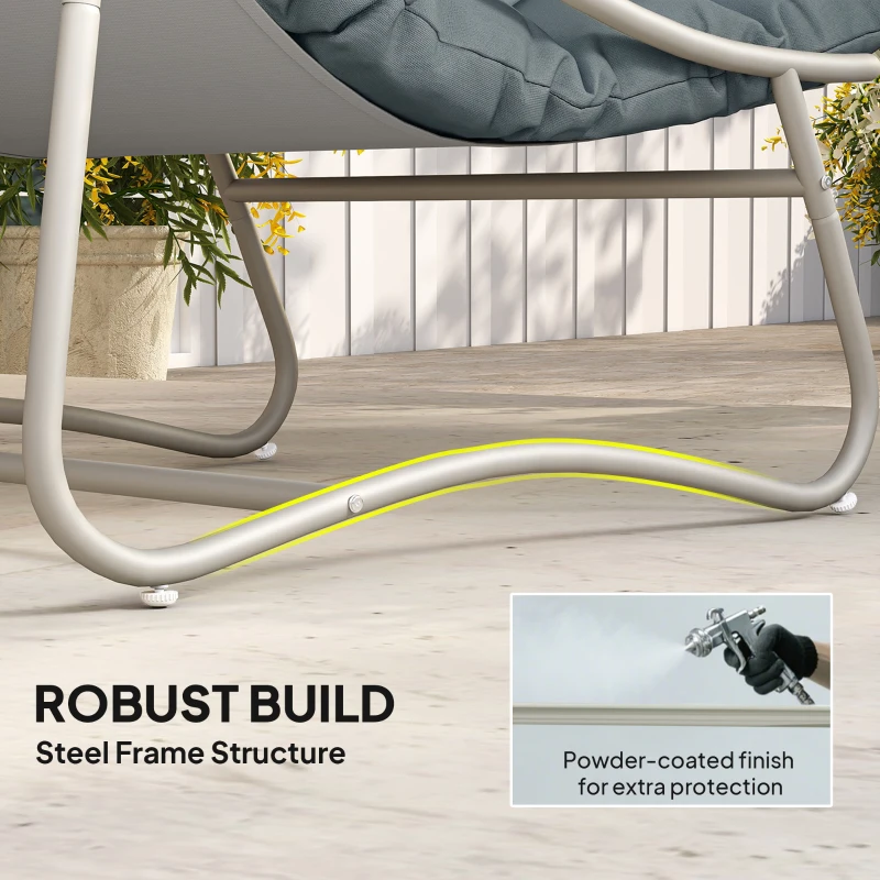 Outsunny Bistro Set for Garden, 3 Piece Outdoor Table and Chair with Footstool and Removable Cushions, Comfy Balcony Furniture