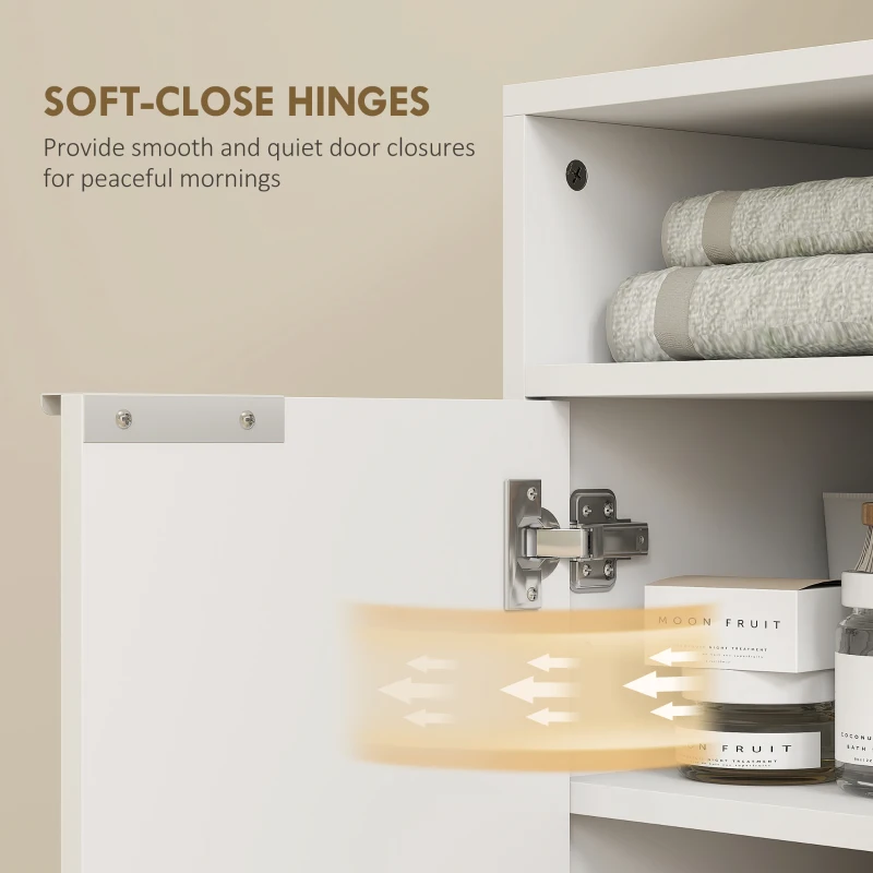 HOMCOM Dulap pentru sub chiuvetă cu raft interior reglabil și raft deschis, din lemn, 60x33x63 cm, alb