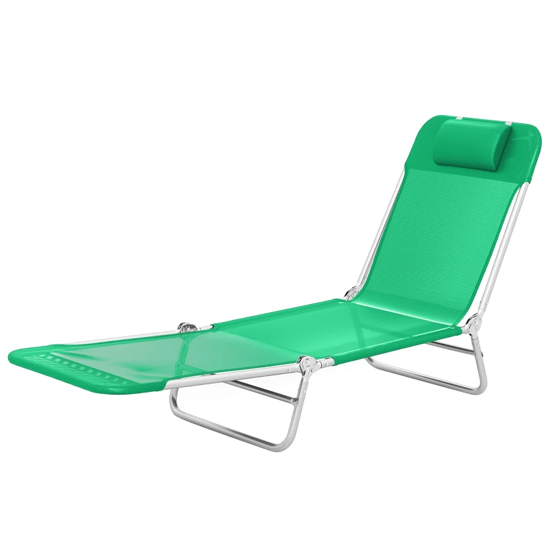 Outsunny Steel Frame Sun Lounger, with Reclining Back - Dark Green