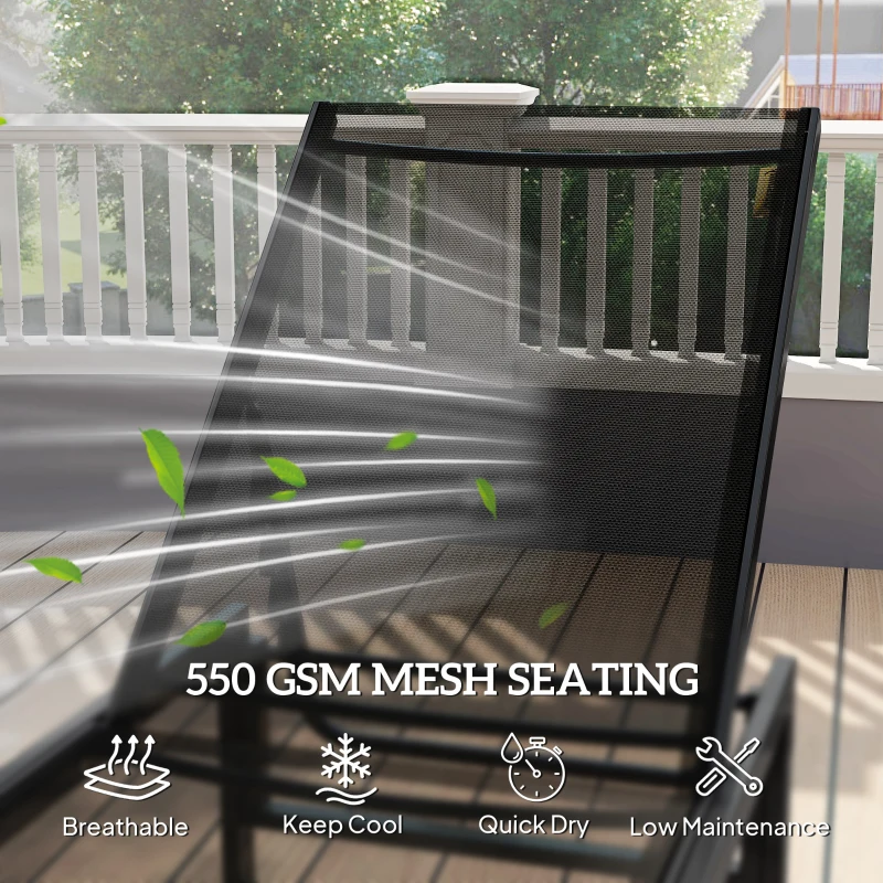 Outsunny Reclining Sun Lounger - Black