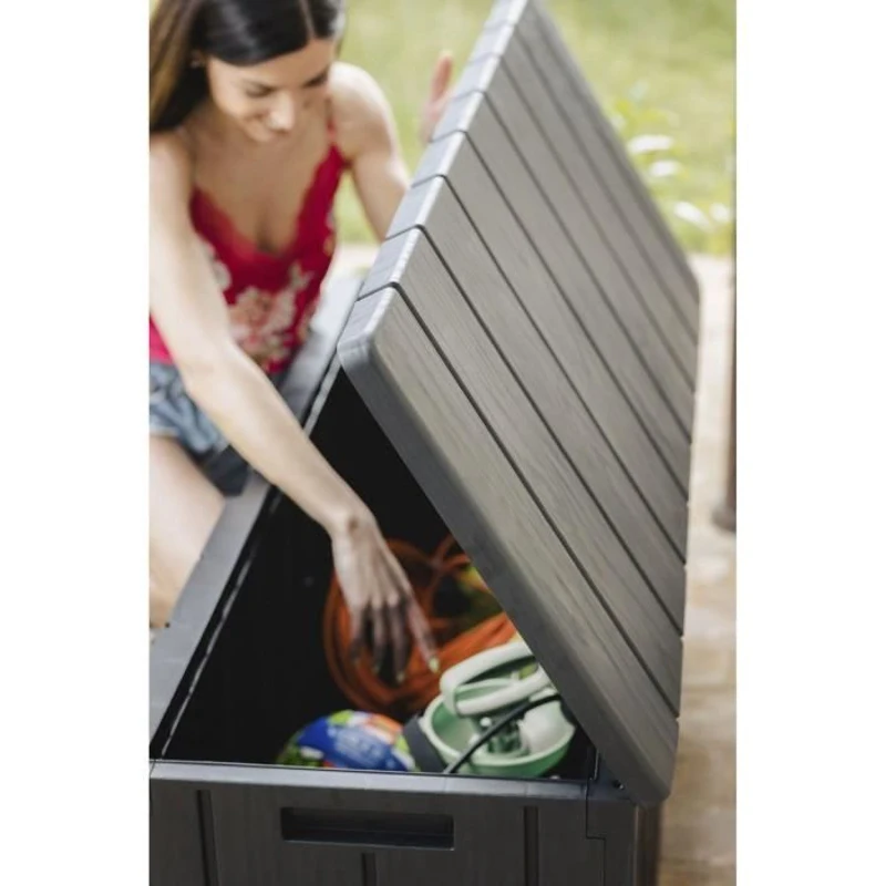 Coffre de jardin - En résine - MULTIBOX BRAVO - Gris anthracite - 270L - 117,5x45x56 cm