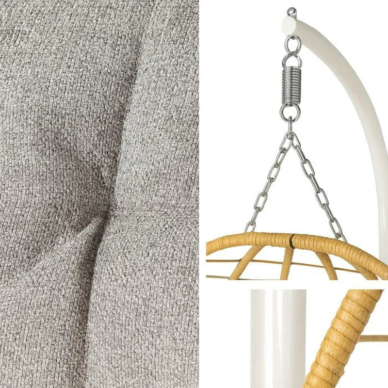 Fauteuil oeuf suspendu - PALAVA - Structure en acier - Tissage en rotin synthétique - D95 x L98 x H200 cm